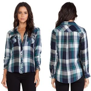 🍂Rails green flannel Kendra shirt M